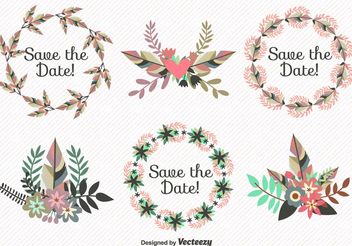 Save the Date Leaves Wreath Vectors - vector gratuit #199253